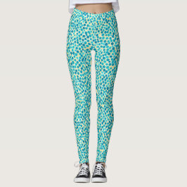 Leggings Abstrait Motif Aquarelle Jaune Turquoise
