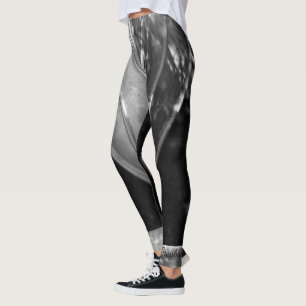 Leggings Abstrait noir et blanc avec nom personnalisé