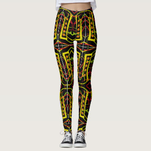 Leggings Abstrait noir et jaune