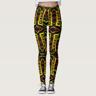 Leggings Abstrait noir et jaune