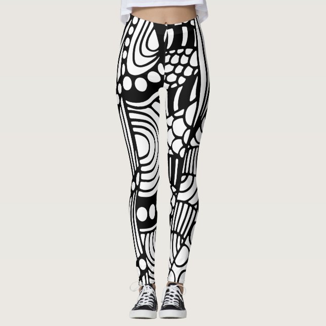 Leggings Abstrait noir moderne (Devant)