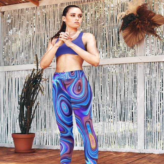 Leggings Abstrait Paint Swirls violet rose bleu orange (Créateur téléchargé)