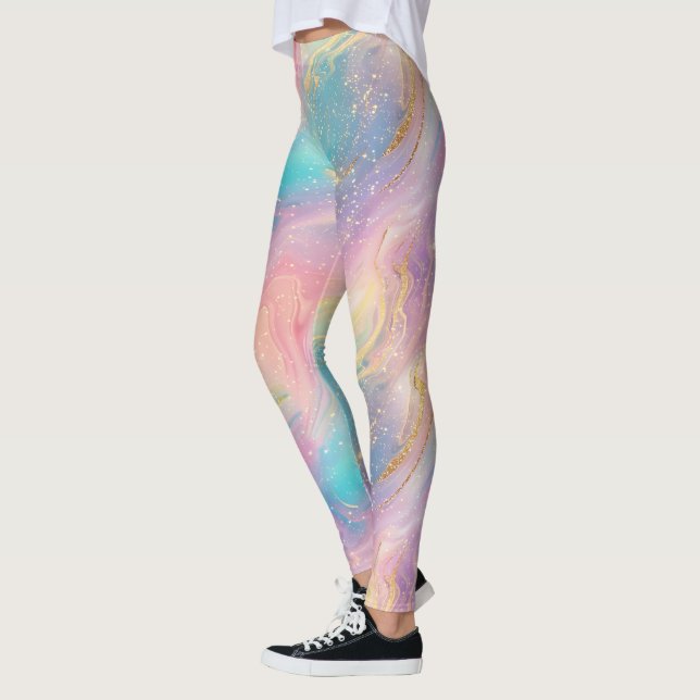 Leggings Abstrait Pastel Parties scintillant Motif sans cou (Gauche)