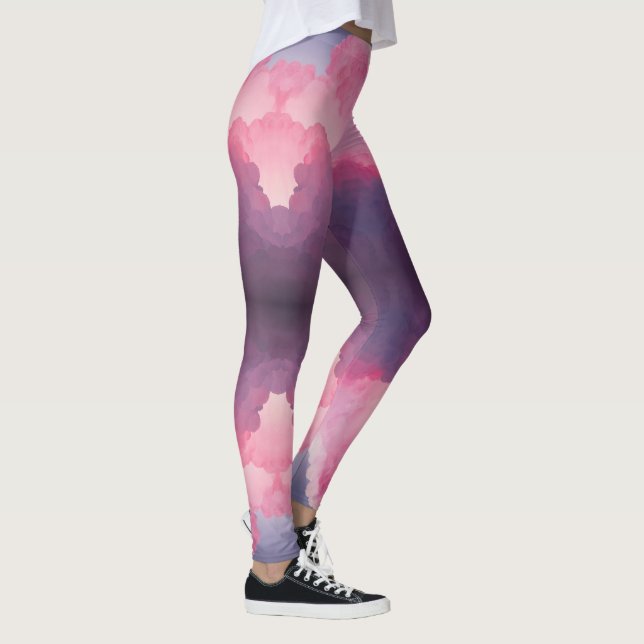Leggings Abstrait Pink Purple Grey Courir Pantalon Jogging (Droite)