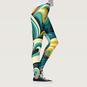 Leggings Abstrait rétro coloré les années 70 hippie Waves A