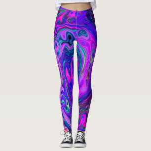 Leggings Abstrait Rétro Groovy Tourbillon Magenta et Violet
