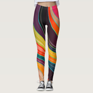 Leggings Abstrait rose orange noir violet jaune vert