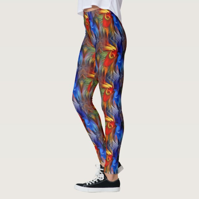 Leggings Abstrait Rouge Bleu Jaune Et Vert Motif (Gauche)
