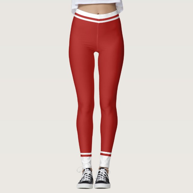 Leggings Abstrait rouge et blanc trié (Devant)