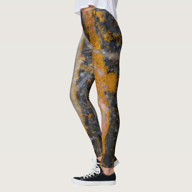 Leggings Abstraite ligne blanche or texture rocheuse (Gauche)