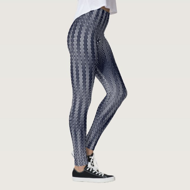 Leggings Abstraites bandes géométriques en noir et blanc, T (Droite)
