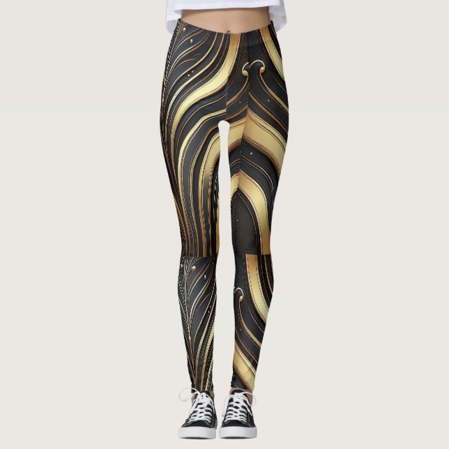 Leggings Abstraits Black & Gold de luxe (Devant)