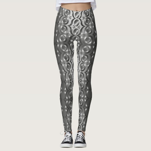 Leggings abstraits gris, noirs (Devant)