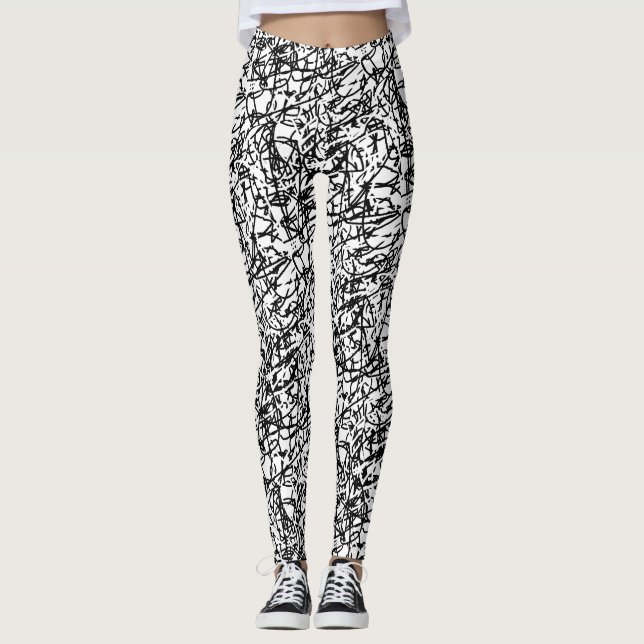 Leggings Abstraits noirs et blancs (Devant)
