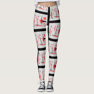 Leggings Abstraits rouges, noirs et blancs