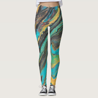 Leggings Abstraits Turquoise Radio King 3