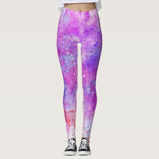 leggings abstraits violets et bleus (Devant)