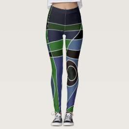 Leggings Abstrakt Surfen in grünem Blau