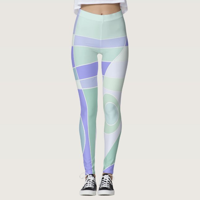 Leggings Abstrakt Surfen Pastel Lila grün (Vorderseite)