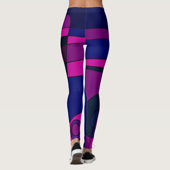 Leggings Abstrakt Surfen Tief Rosa Blau (Rückseite)