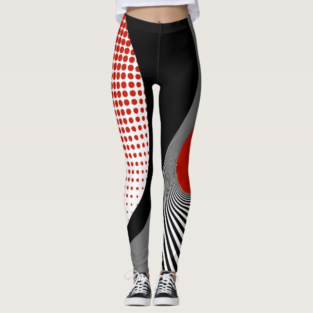 Leggings, abstraktes Design, schwarz, grau, rot, w Leggings (Vorderseite)