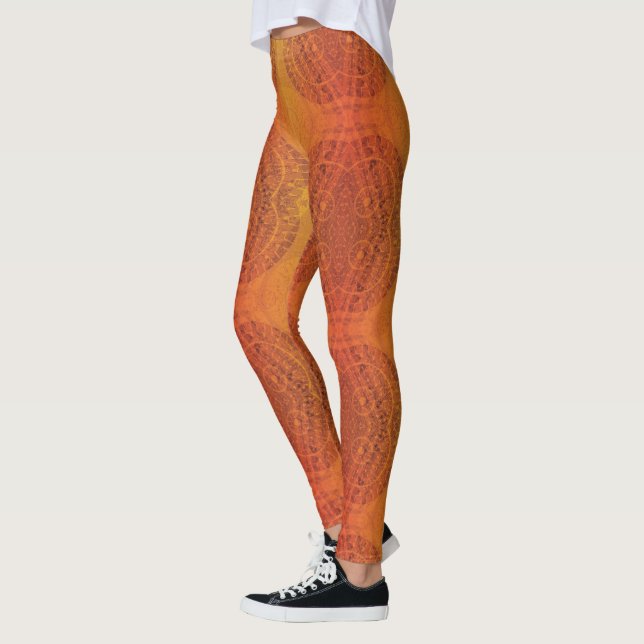 Leggings Acceptation | Médaillons de saumons rouges orange  (Gauche)