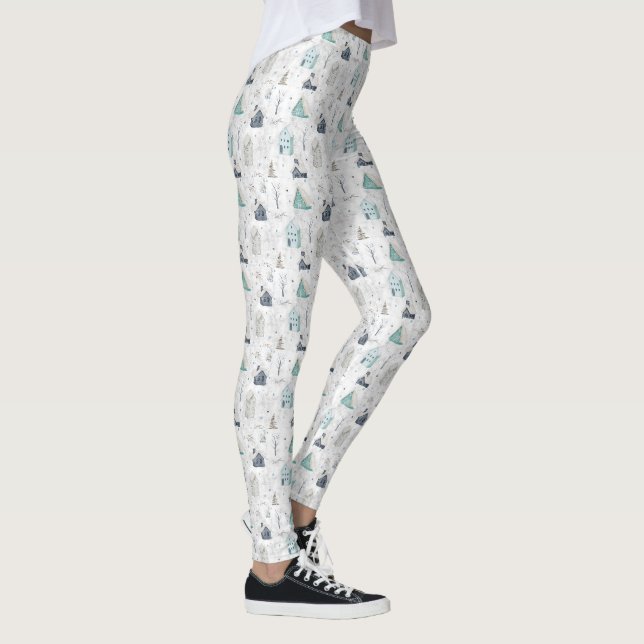 Leggings Accueil confortable Noël Turquoise ID985 (Droite)