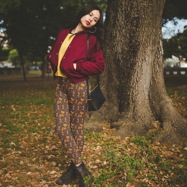 Leggings Acornes foncées Feuilles d'automne gris (Créateur téléchargé)