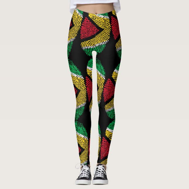 Leggings ADN de la fierté guyanaise : empreintes digitales  (Devant)