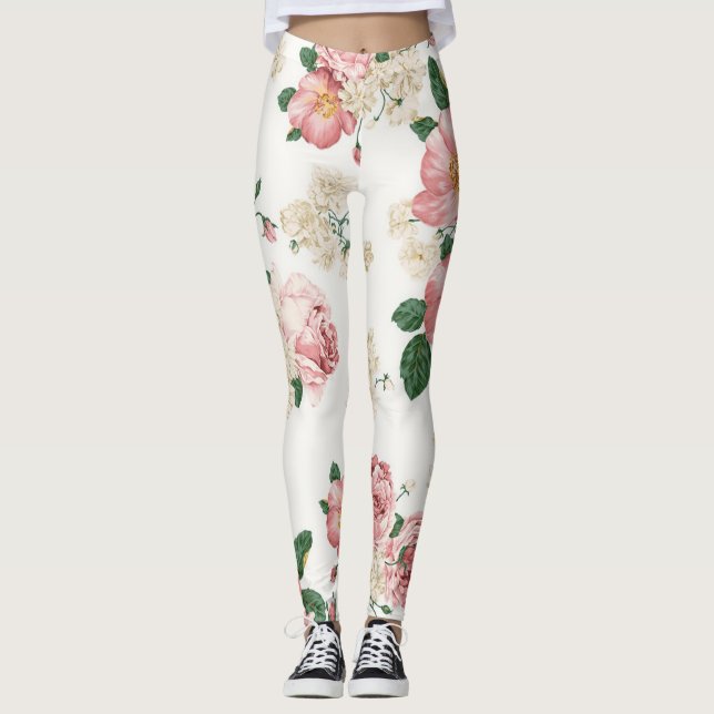 Leggings Adorable Mignonne Fille, Fleurs (Devant)