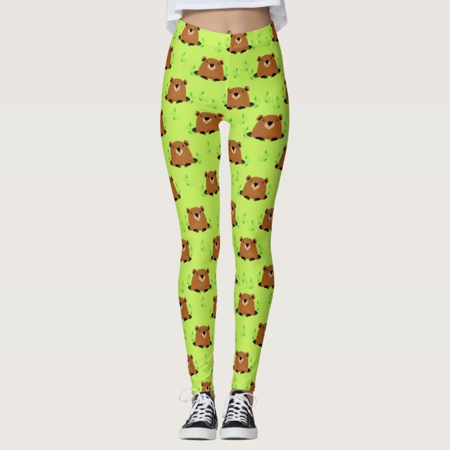Leggings Adorable Motif de marmotte (Devant)