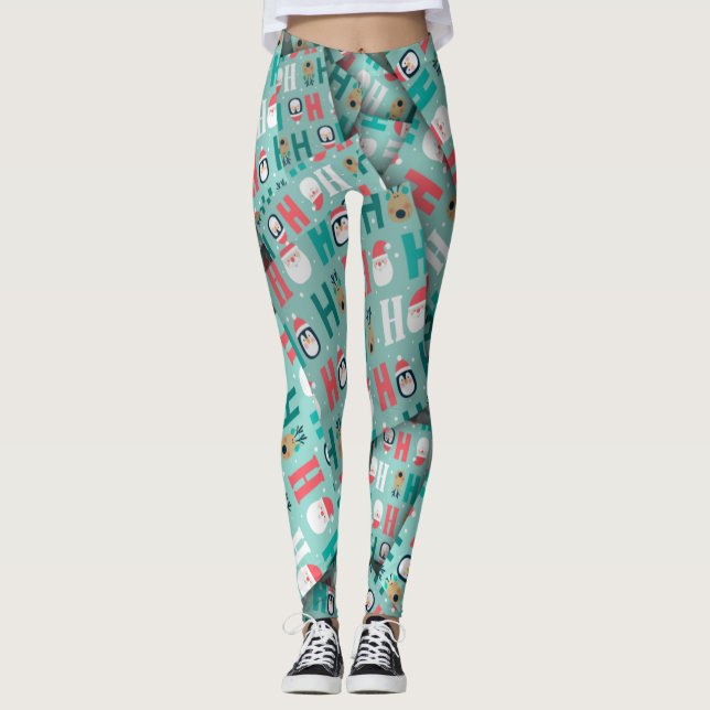Leggings Adorables Pingouins mignons & Père Noël [3D] Yoga (Devant)