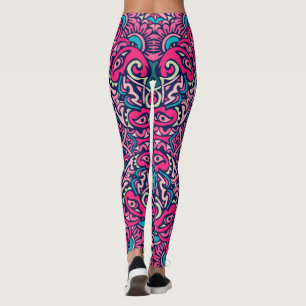 Leggings Adorables Style Bohème Rose Clair Et Bleu