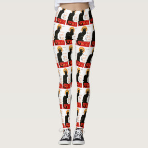 Leggings Affiche Classique Chat Noir de Steinlen en Noir