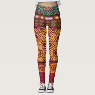 Leggings Afrique ornementale élégante : Motif ethnique indi
