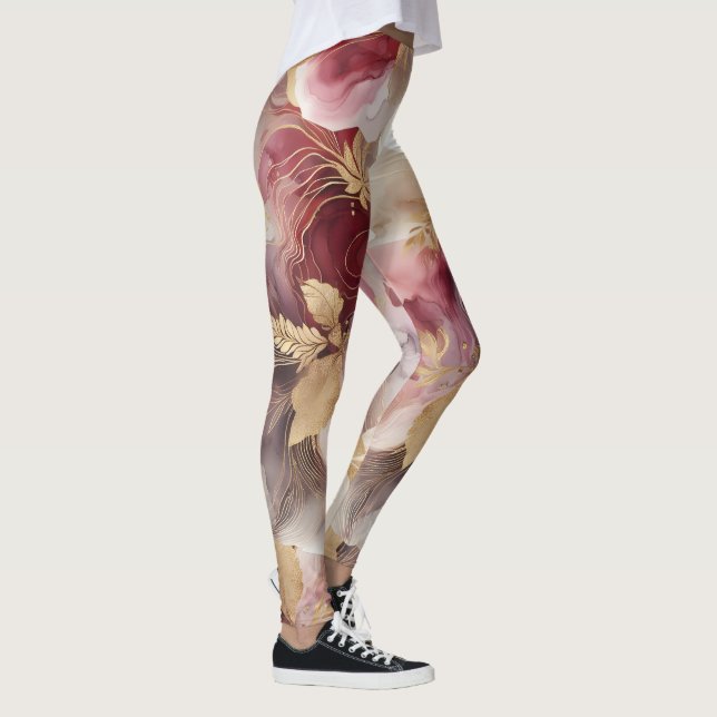 Leggings Agate floral de Parties scintillant de Bourgogne e (Droite)