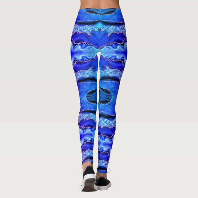 Leggings Agate Neon Blue Gold Parties scintillant Marbre Le (Dos)