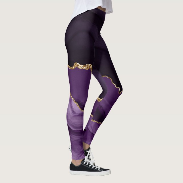 Leggings Agate violet et or (Droite)