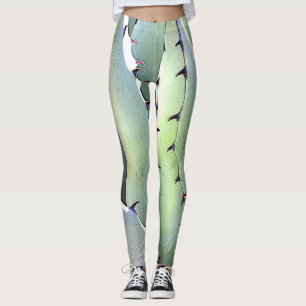 Leggings Agave Plante Succulent Bleu Cactus Botanique Déser