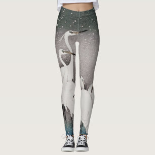 Leggings Aigrettes de Koson dans la neige : vintage japonai
