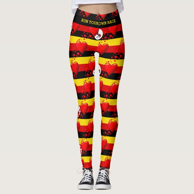 Leggings AIMER OUGANDA Coeurs rouges EXÉCUTER VOTRE COURSE  (Devant)
