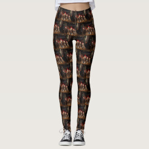 Leggings Airedale près de la cheminée Noël