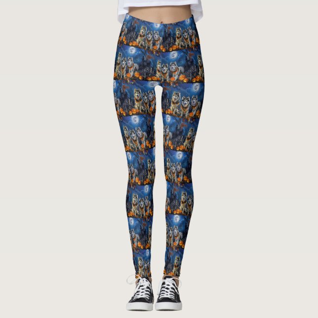 Leggings Alaskan Malamute Halloween Éffrayant (Devant)