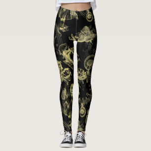 Leggings Alice dans des guêtres d'or de noir de temps de