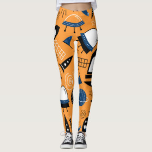 Leggings Alien OVNI, vaisseaux spatiaux, motif pour enfants