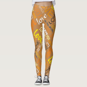 Leggings Alive Orange Gallery Love Words Art