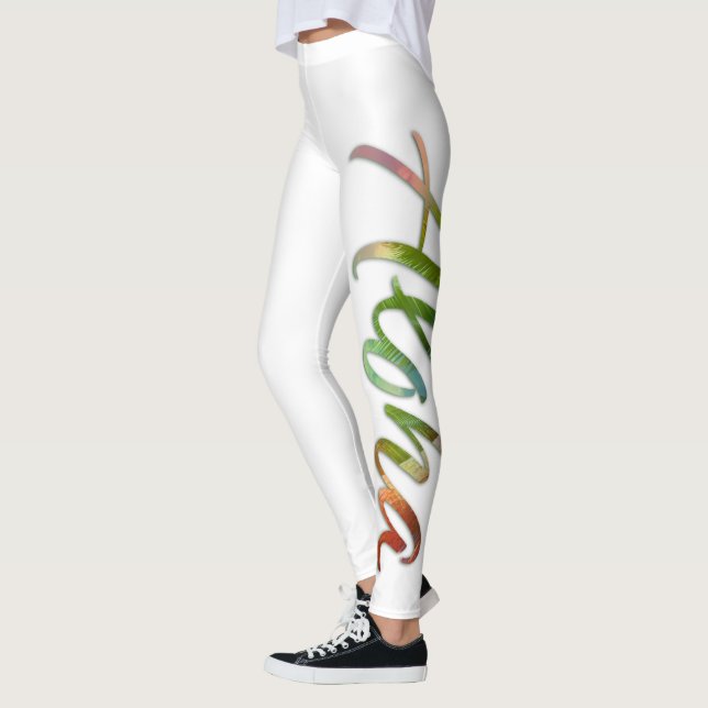Leggings Aloha - lettrage tropical de couleur - nature (Gauche)