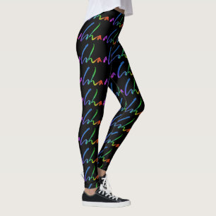 Leggings Aloha - main tropicale marquant avec des lettres