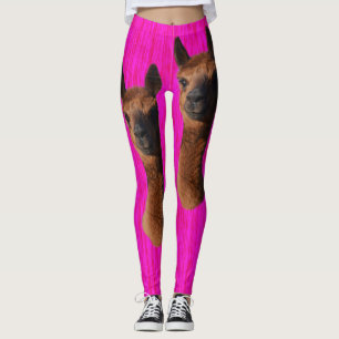 Leggings Alpacas Jeunes Brown Sur Rose Chaud,