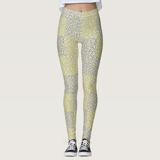 Leggings Alphabets Motif 02 YW 2Tonesx4.bw Offwhite BG (Devant)